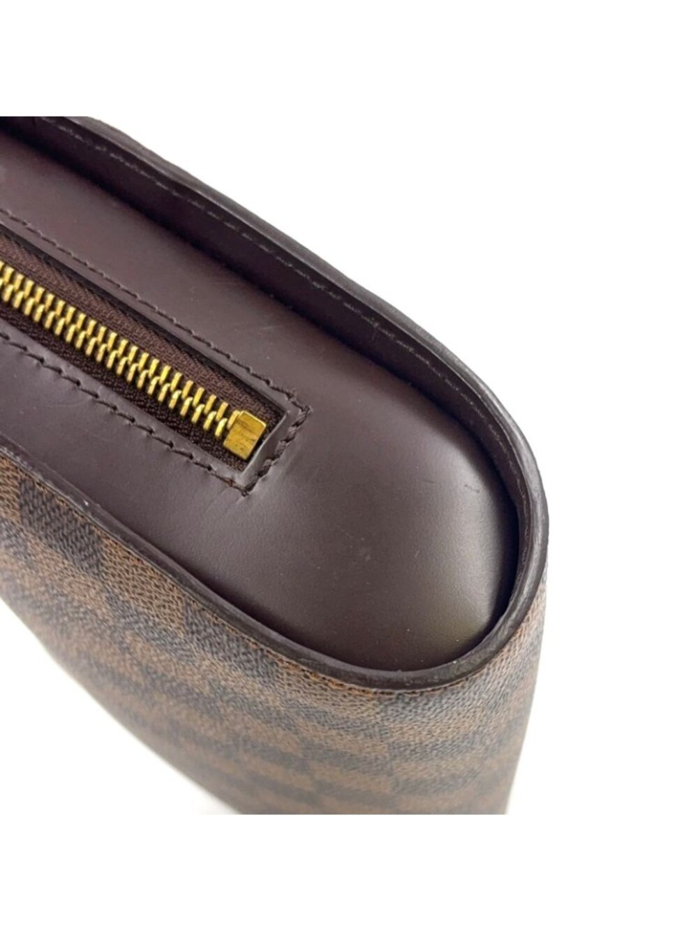 Louis Vuitton Damier Saint Ebene Second Leather Brown Clutch Gold - Picture 14 of 15